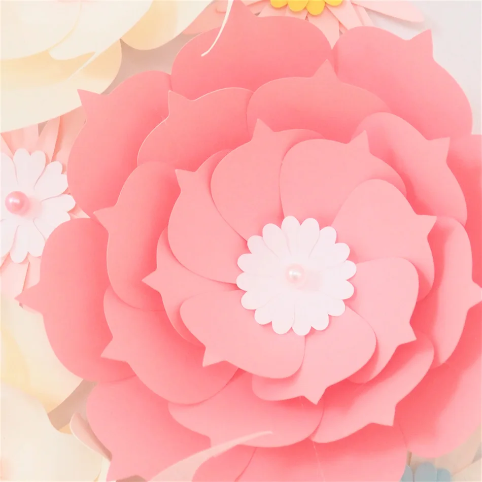 

Cardstock Ivory Pink Fleur DIY Paper Flowers Name Sign Kit 4 Nursery Wall Deco Baby Shower Girls Room Birthday Backdrop