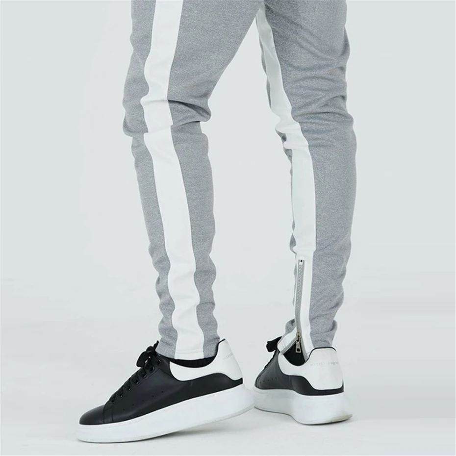 Stripe Joggers Штаны Для мужчин осень Повседневное спортивные штаны мужские туфли до лодыжки на молнии Узкие брюки одежда в стиле хип-хоп WG314