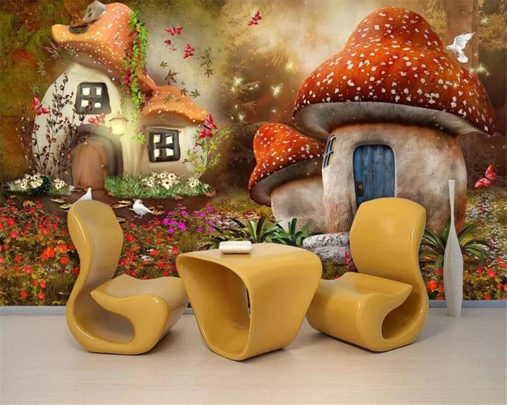 3d обои Beibehang на заказ для детской комнаты сказочный мир гриб дом детская комната