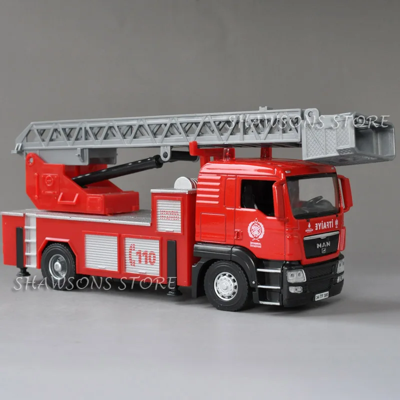 Man 1:43 литая под давлением пожарная машина Игрушечная модель грузовика Man Scania лестница грузовик автомобиль миниатюрная копия - Цвет: Man