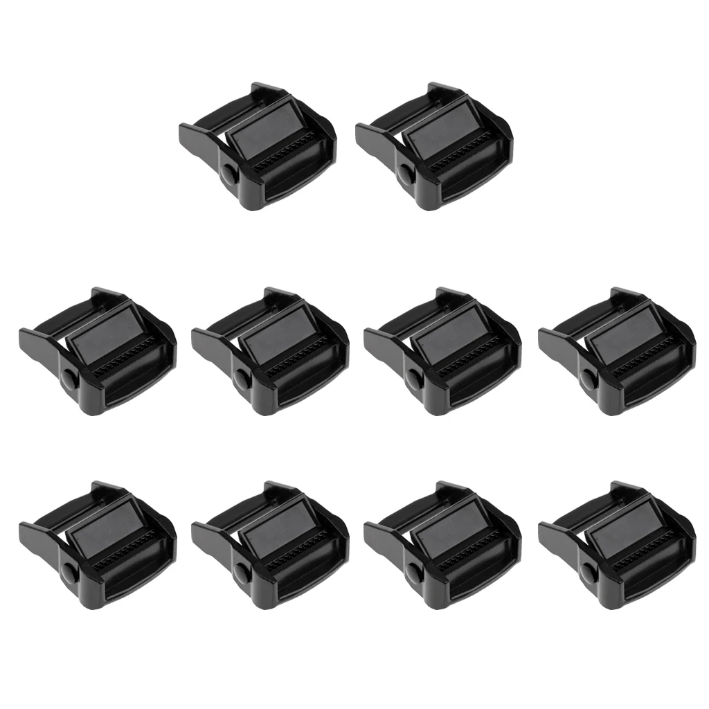 

10 Pieces Cam Buckles for 38mm Webbing Luggage Cargo Kayak Board Surf Black