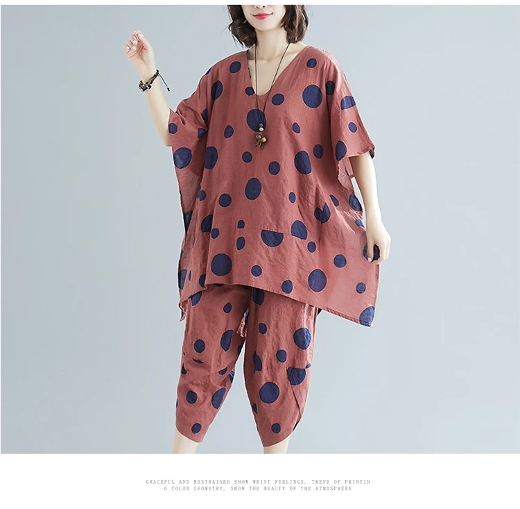 Новинка свободный Женский комплект большого размера летние женские костюмы