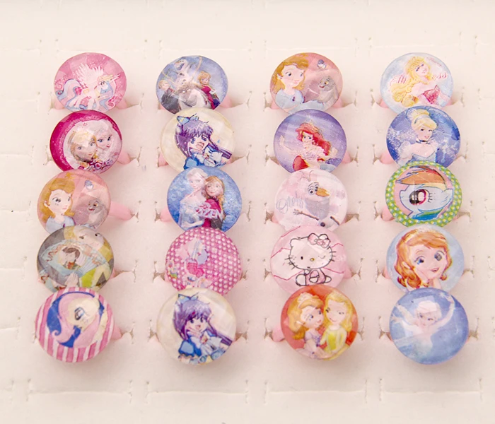 Оптовая продажа 20 шт. в партии разные Мультяшные кольца для маленьких девочек с