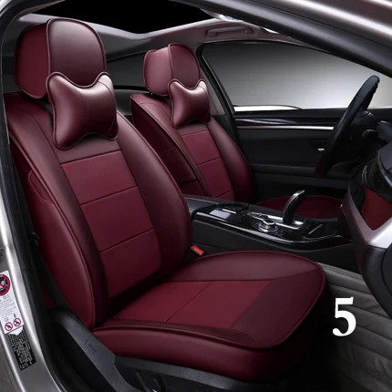 red wine for 5 seat Кожаные чехлы для сидений автомобиля carпортного автомобиля для hyundai Santa fe, чехлы для сидений автомобиля и аксессуары, сшитые по индивидуальному заказу чехлы для сидений, наборы протекторов для подушек - Название цвета: red wine for 5 seat