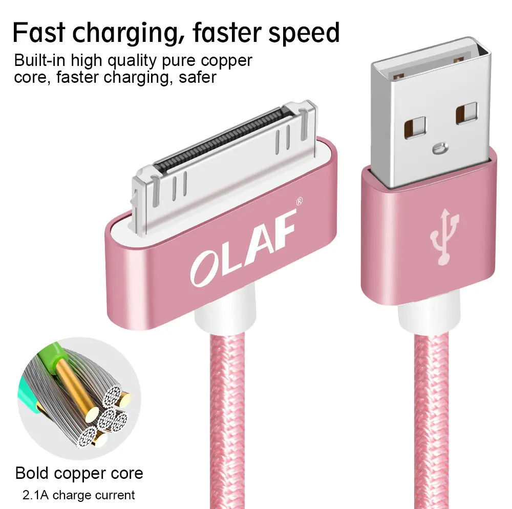 Нейлоновый кабель OLAF премиум класса для iphone 4 usb зарядки 30 контактный