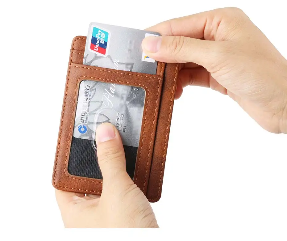 Мужской женский кожаный кредитный держатель для Карт RFID твердый кожаный держатель для карт бизнес-кошелек для путешествий дизайнерский кошелек для мелочи