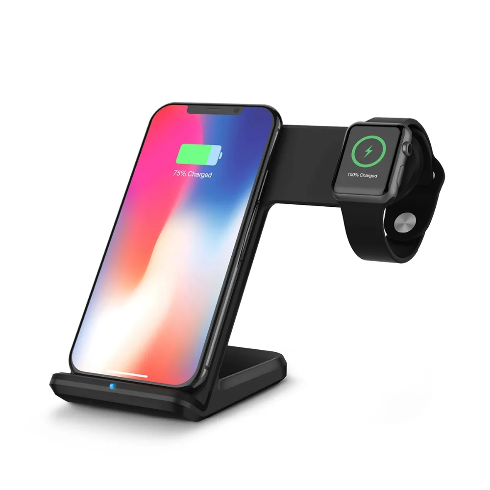 2 в 1 Беспроводное зарядное устройство для iPhone X 8 Plus Быстрое беспроводное Apple Watch 3