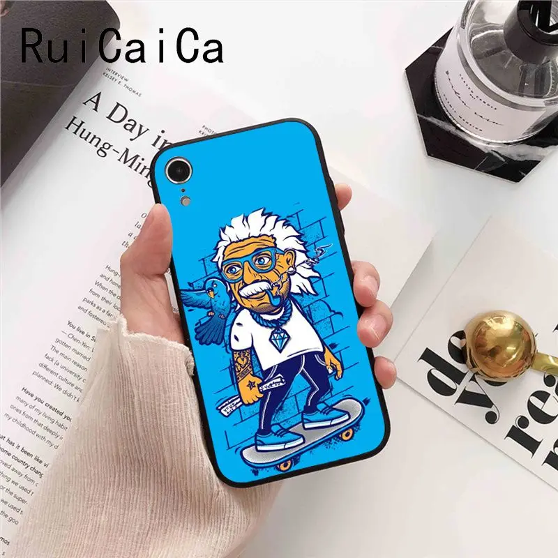 Ruicaica Забавный Einstein Eyes Красочный милый чехол для телефона iPhone 8 7 6 6S 6plus X XS MAX 5 5S SE XR 10
