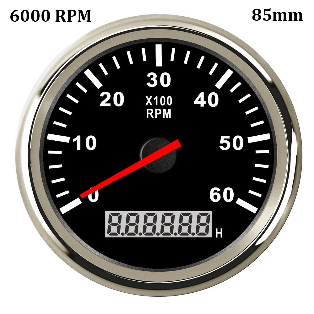 6000 rpm BS 8000 об/мин лодка с тахометром автомобильный Морской Тахометр с ЖК-часометром 85 мм Тахометр дизельный и бензиновый двигатель Датчик Оборотов 9~ 32 В - Цвет: 6000 rpm BS