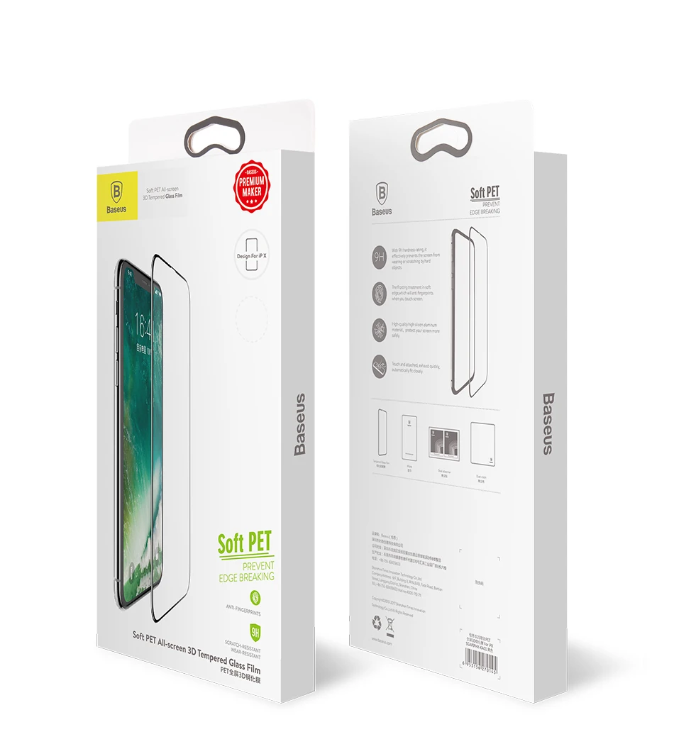 Защитная пленка для экрана Baseus для iPhone X из закаленного стекла, ультратонкая, анти-синий светильник, полноэкранная передняя крышка для iPhone X, стеклянная пленка