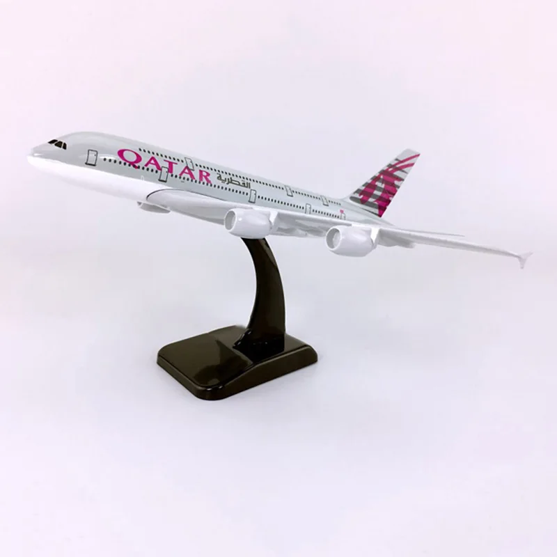 18 см 1:400 Airbus A380 QATAR Airplane самолет Сплав статическая модель Solide с базовым дисплеем