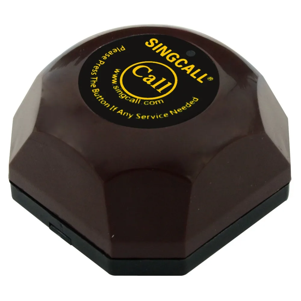 SINGCALL Wireless Calling Button, Hamburger Pager, Guest Call System,with Removable Waterproof Base APE560 Coffee Color