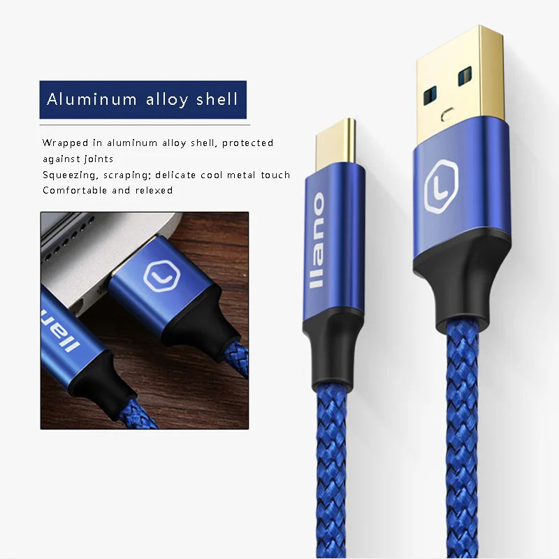 Llano 3A Type C кабель для зарядного устройства USB 3 0 Type-C передачи данных нейлоновый