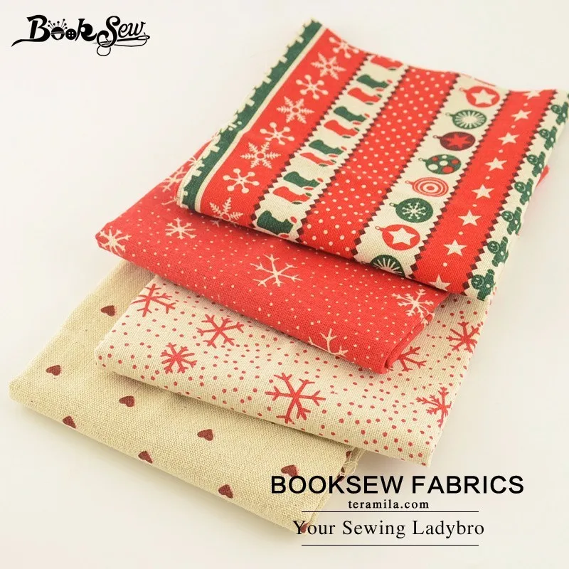 Booksew хлопок белье Ткань 4 шт./лот 45 см x Новогодние товары Стиль Вышивание ткань