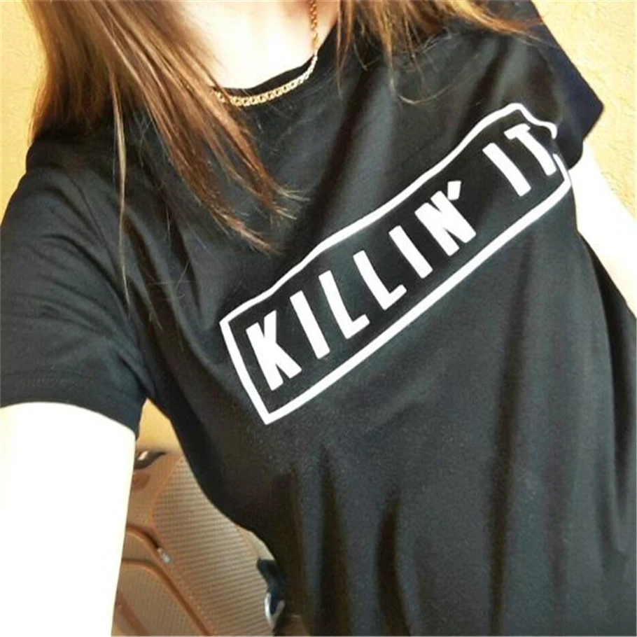 Killin It 2019 модная уличная одежда женская футболка топы в стиле Харадзюку белая