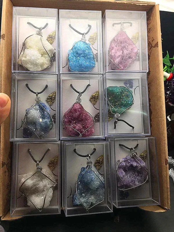 9 шт. красивый натуральный Ангел ореол Кристалл образец с подвеской камень