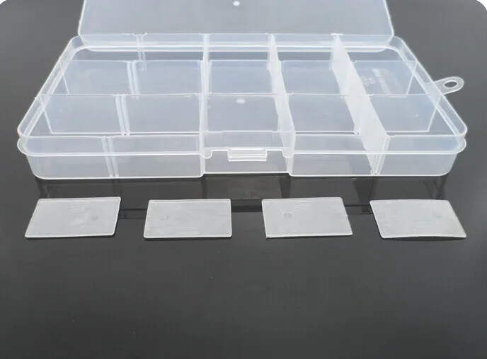 

4PCS 15 Slot Clear Electronic Components Storage Organizer Assortment Box Plastic Case Convenience Store Small Items