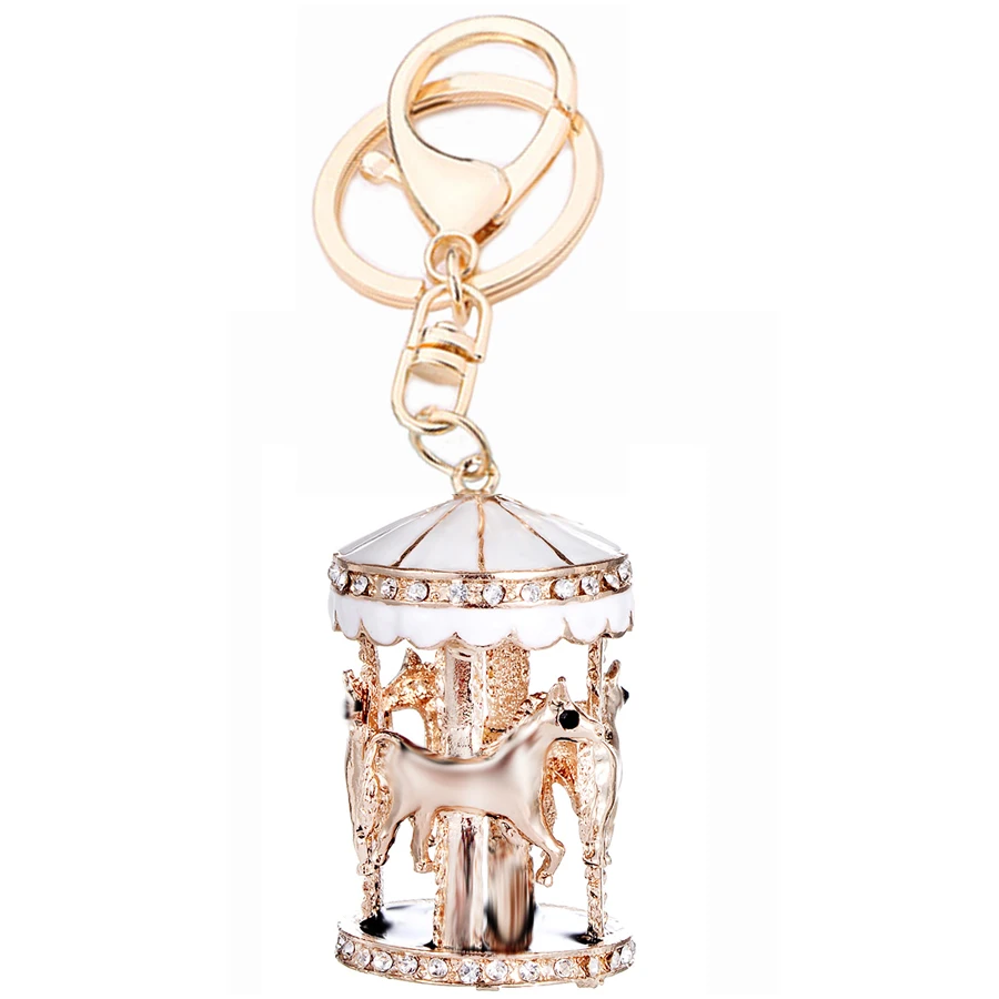 Очаровательный со стразами кулон с Каруселью брелок Женская цепочка для ключей