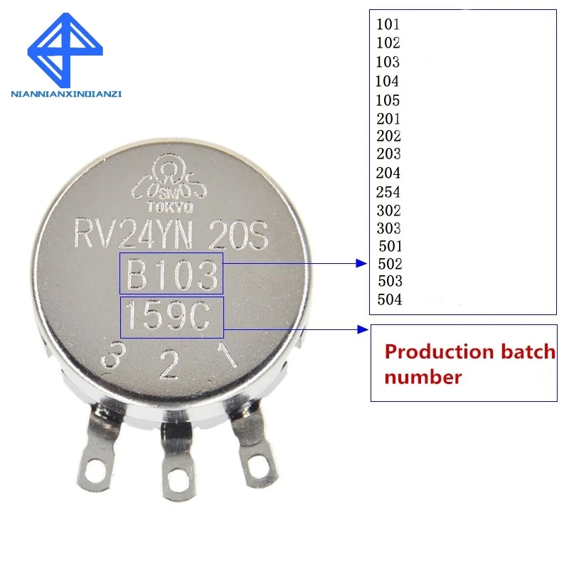 Rv24yn20s B501 500 Ом Потенциометр|ohm potentiometer|500 ohm potentiometerpotentiometer knob |