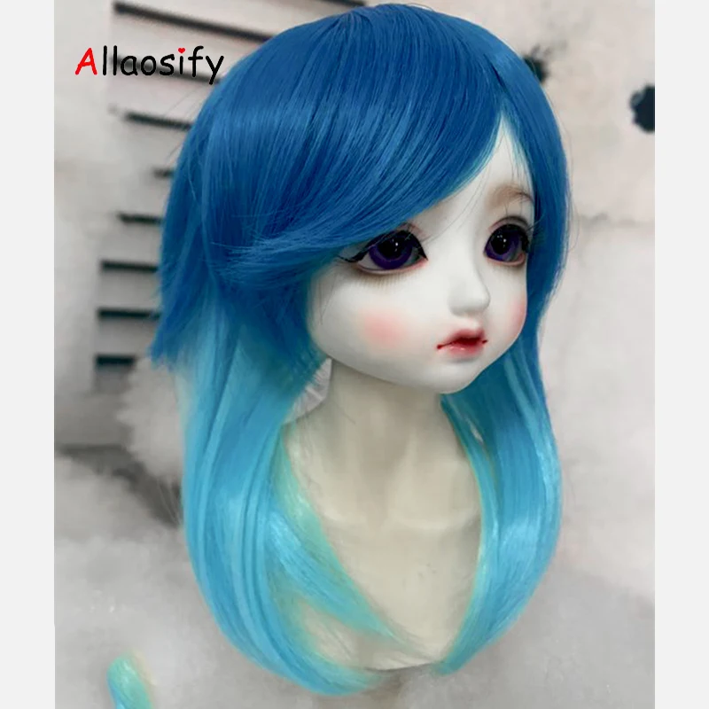 Allaosify bjd волосы 1/3 1/4 1/6 BJD Кукла Высокая температура парик девушка и мальчик длинные прямые парики SD BJD парик с взрыва