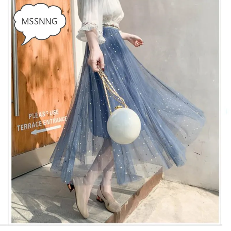 Юбка MSSNNG Женская осенне-зимняя сетчатая с завышенной талией | одежда