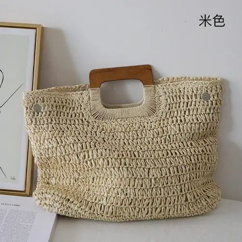 beige Корейский карамельный цвет ins ветер ручной работы Плетеная соломенная сумка женская летняя Большая вместительная французская Ретро пляжная сумка - Цвет: beige