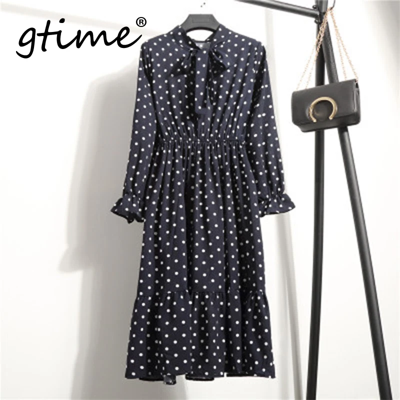 Gtime дропшиппинг лето осень шифоновое платье с принтом повседневное милое женское