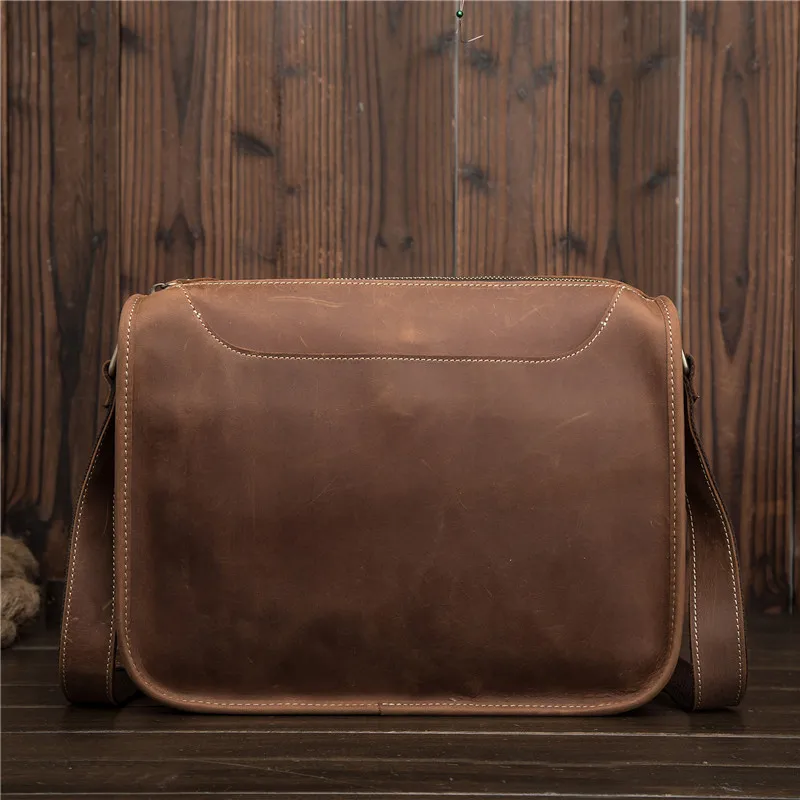 brown Мужской портфель из натуральной кожи через плечо, модные мужские сумки-мессенджеры, сумки на плечо в стиле ретро, Сумка с клапаном, сумка для деловых поездок, Ipad, подарок - Цвет: brown