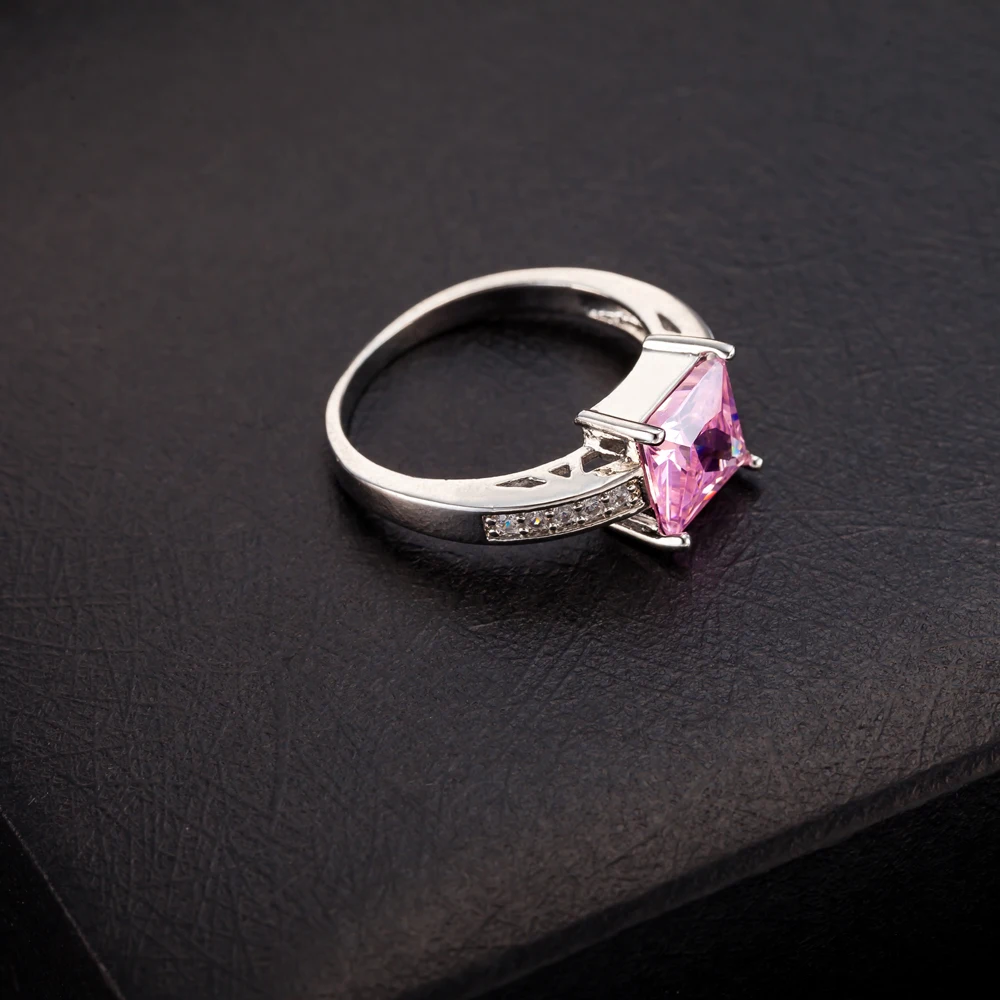 Серебряное Свадебное обручальное кольцо для женщин Элегантный стиль розовый