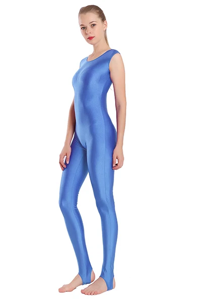 light blue AOYLISEY женский черный танк Unitard с StirrupLycra комбинезон из спандекса для женщин балетная танцевальная одежда боди костюм для тренировки - Цвет: light blue