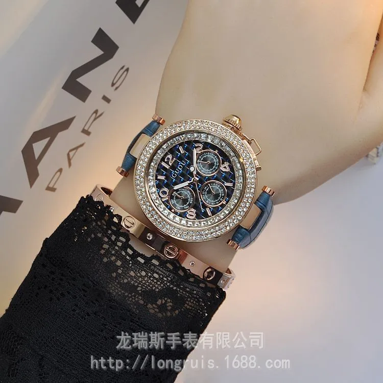 GUOU наручные часы водонепроницаемые женские кварцевые натуральная кожа