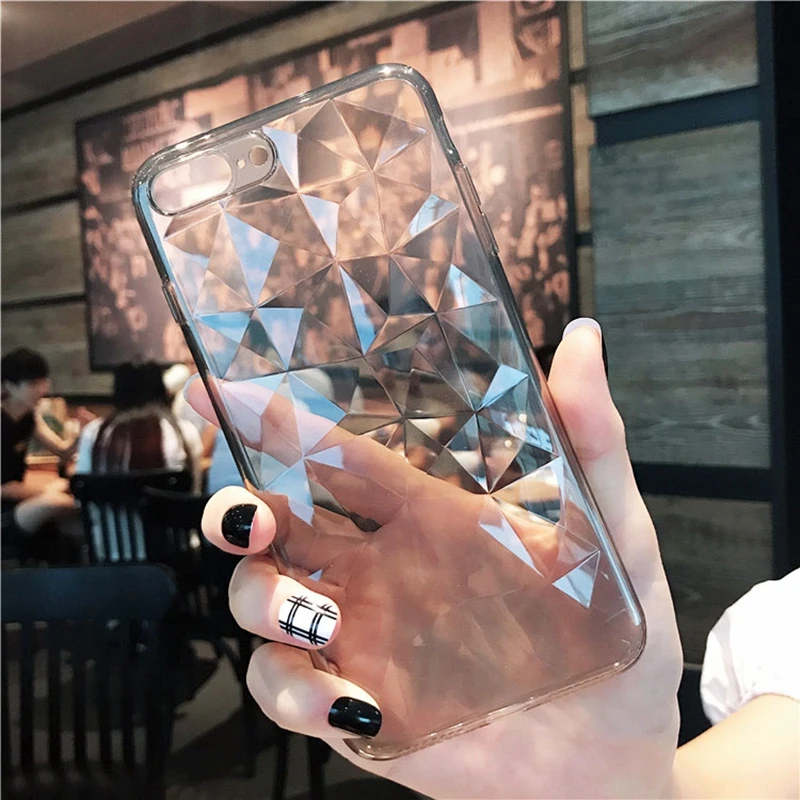 Мягкий Прозрачный 3D чехол с бриллиантами для iphone XS MAX XR X 10 5 SE S 6 7 6s 8 Plus Силиконовый