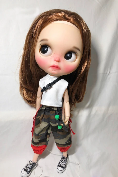 T02-X593 Блит Кукла Одежда 1/6 куклы azone аксессуары ручной работы одежда Высокий воротник футболка камуфляжные брюки