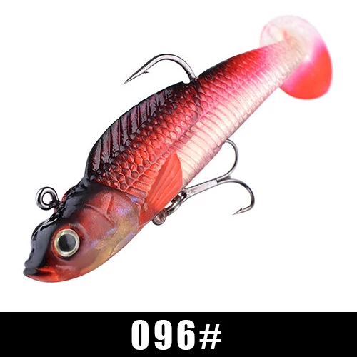 FISH KING 1 шт. 80 мм/9 г 100 мм/21,5 г мягкие приманки джиг воблеры Силиконовые Рыболовные Приманки с тройным крючком свинцовая головка Bass Shad pike Zander - Цвет: 096