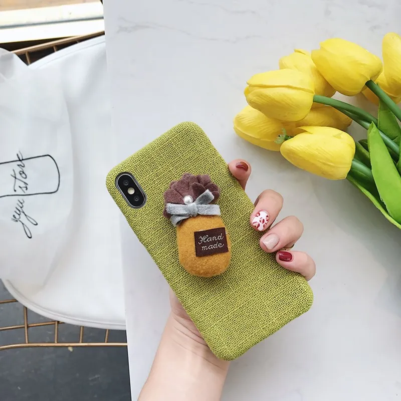 Винтаж Хлопок льняная ткань чехол для iphone XS 8 7 6 6s плюс мягкая задняя крышка X/XR/XSMAX