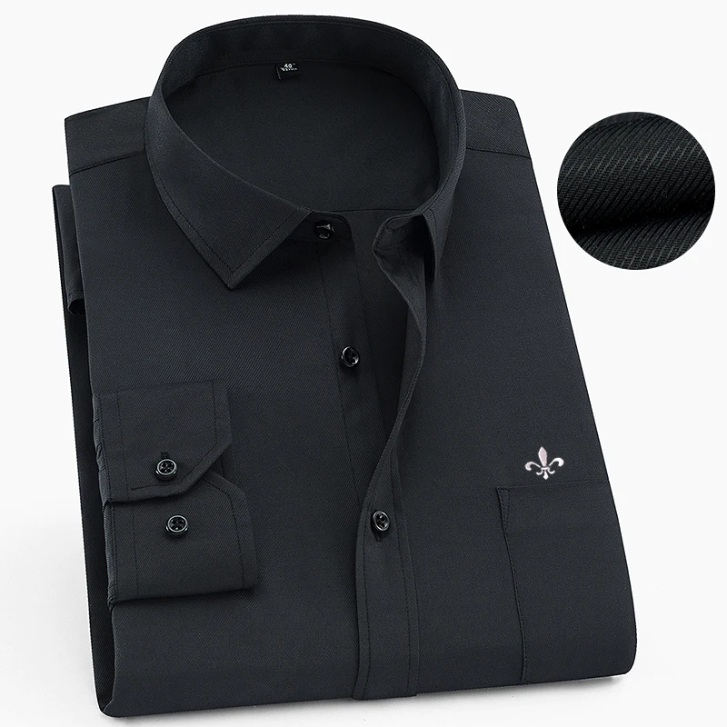 Мужская рубашка с длинным рукавом Camisa Social Masculina, классические мужские рубашки, официальная деловая рубашка с вышитым логотипом