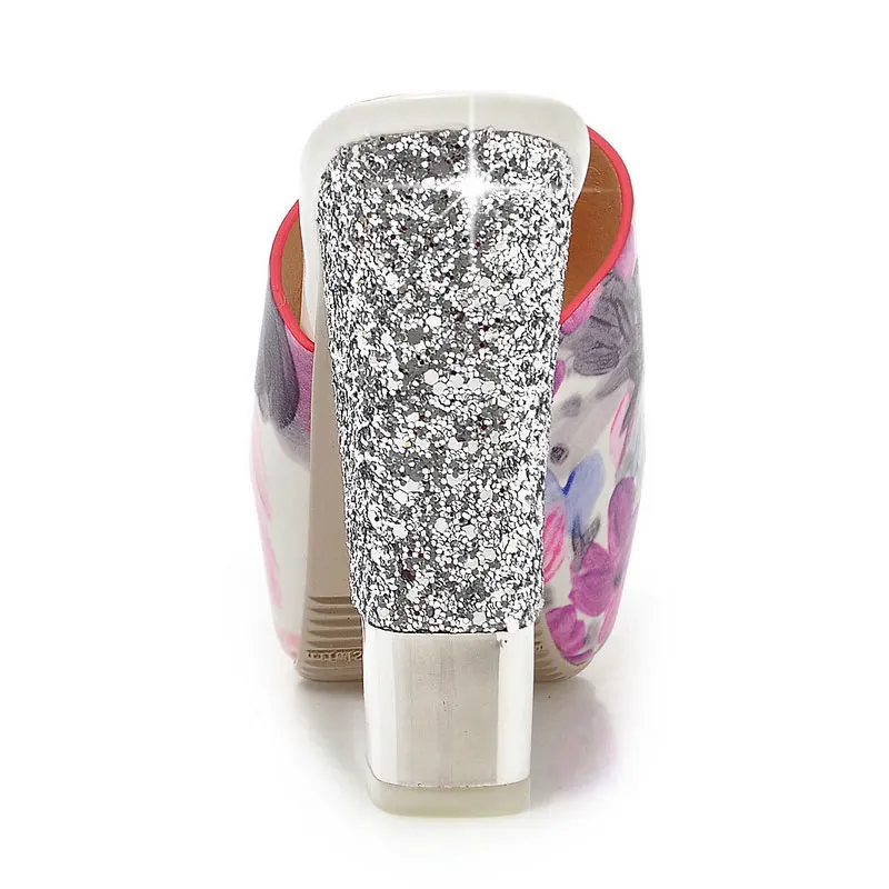 

Fanyuan Platform Heeled Women Sandals Sexy Peep Toe Woman Shoes Chunky Heels Slides Sandals Bling Ladies High Heels Summer Shoes