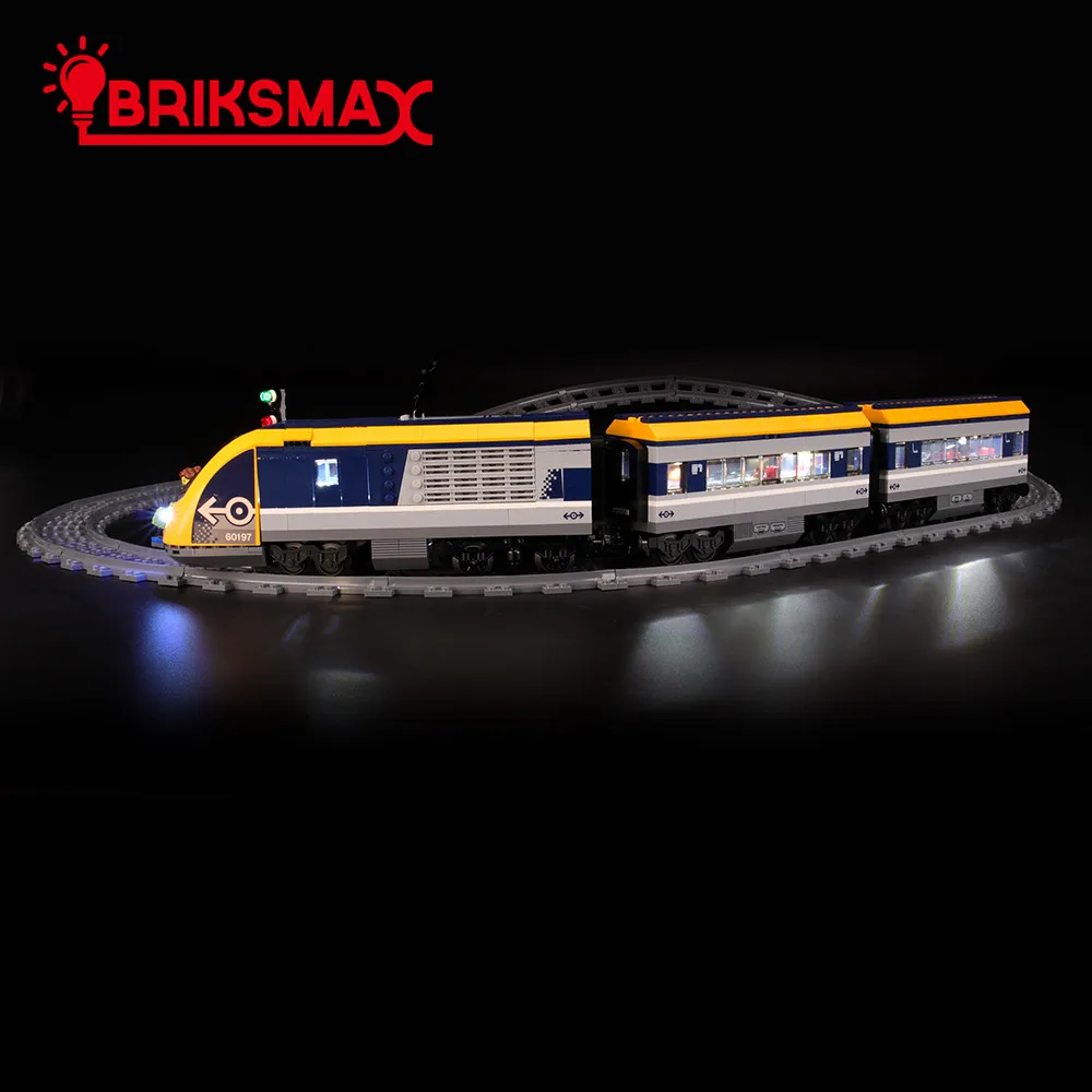 BriksMax светодиодный светильник для городской серии, строительные блоки для пассажирского поезда, совместимые с 60197(не включая модель