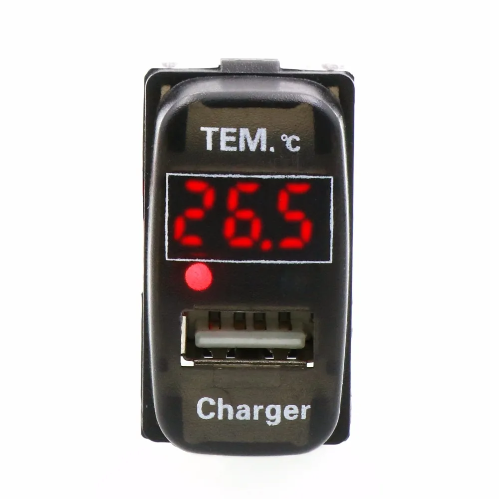 Автомобильное зарядное устройство с USB интерфейсом 5 в 2 1 А и термометром для