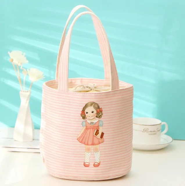 Pink Сумка для пикника, модная сумка для обеда, изолированная, для детей, женщин, мужчин, теплоизоляция, много цветов, Холщовая Сумка для обеда, водонепроницаемая - Цвет: Pink