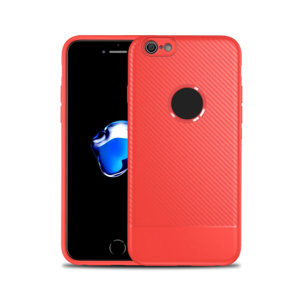 Чехол из углеродного волокна для iphone 7 8 plus, тонкий чехол, Роскошный чехол для iphone 6S 6 plus 8 X XS MAX XR, силиконовый мягкий черный Чехол - Цвет: Red