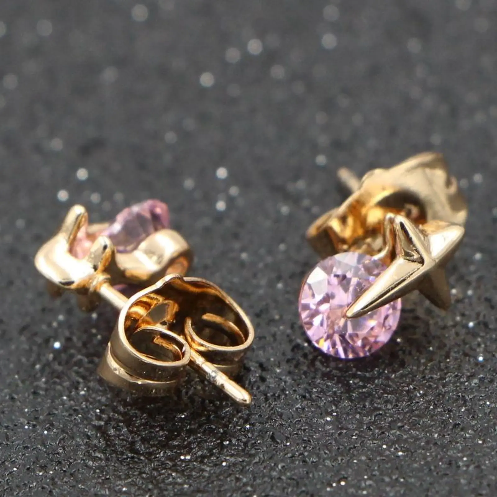 Женские серьги-гвоздики HeeZen серьги с розовым камнем и цирконием в форме звезды