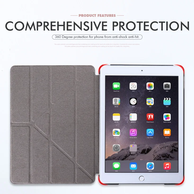 Смарт-чехол с подставкой для iPad Mini 4, жесткий чехол с откидной крышкой в три раза, кожаный чехол для Apple iPad Mini 4, чехол