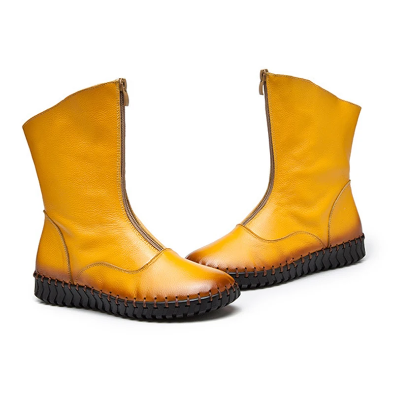 Зимние ботинки из натуральной кожи 2018 Брендовые женские зимние обувь для мам