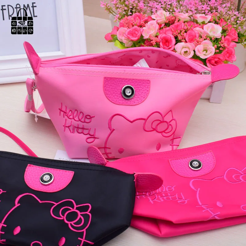 1 шт., Женская портативная Милая многофункциональная косметичка hello kitty на молнии, косметичка для макияжа, чехол для туалетных принадлежностей, косметический чехол s