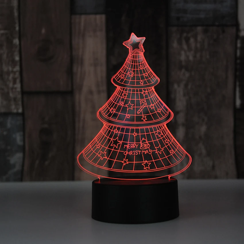 Рождественская елка 7 цветов 3D светодиодные ночники для детей сенсорный USB