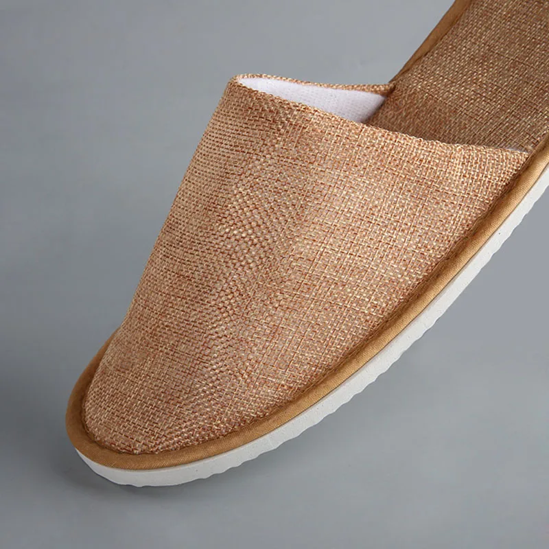 New Home Slippers Hotel Beauty Salon Travel Disposable Slippers Couple Models Linen Soft Comfortable Light Room Slippers Men