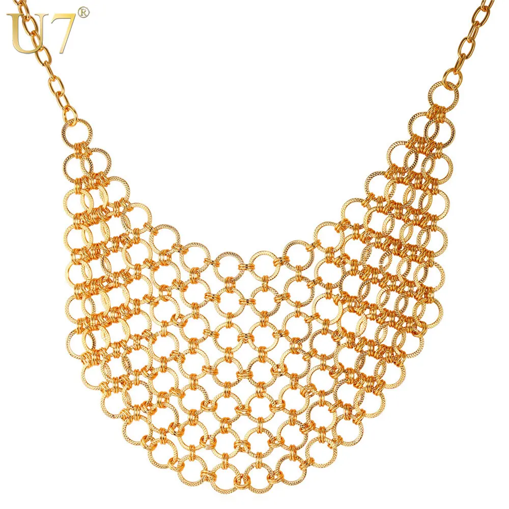 U7 Цепочки Многослойные Ожерелье Для Женщин Ювелирные Изделия Колье Массивное