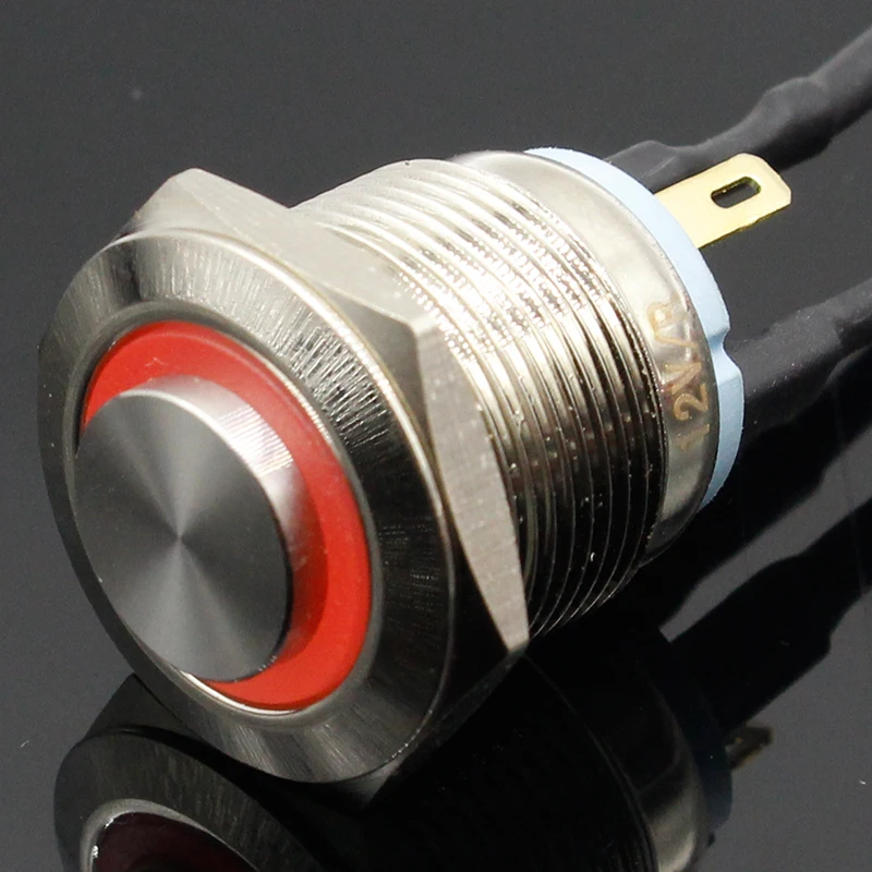 19mm Waterproof Momentary Stainless Steel Metal Doorbell Bell Horn Push Button Switch LED Car Auto | Обустройство дома