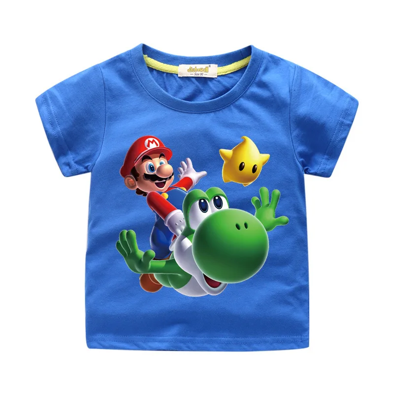 Футболка Super Mario Bros, детские топы для маленьких мальчиков и девочек, хлопковая Футболка с 3d принтом, одежда года, детские летние футболки с короткими рукавами